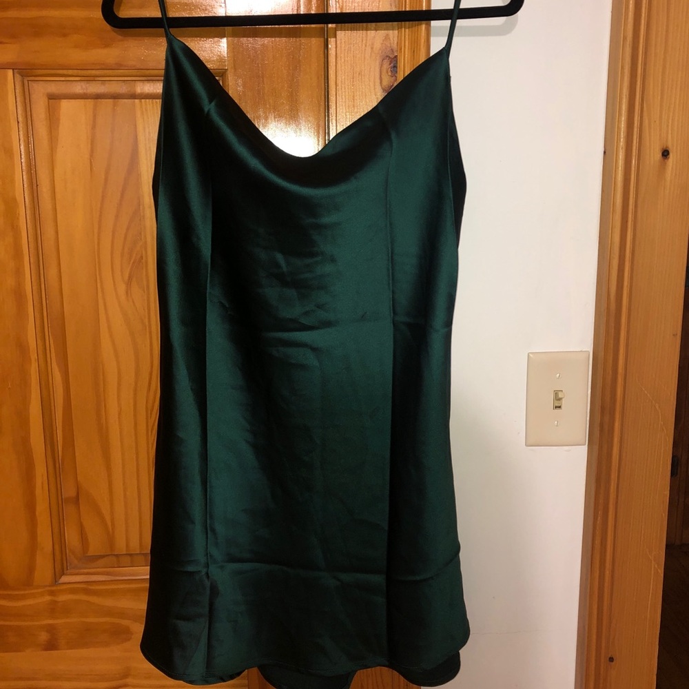 Princess Polly Emerald Green Silk Mini Dress